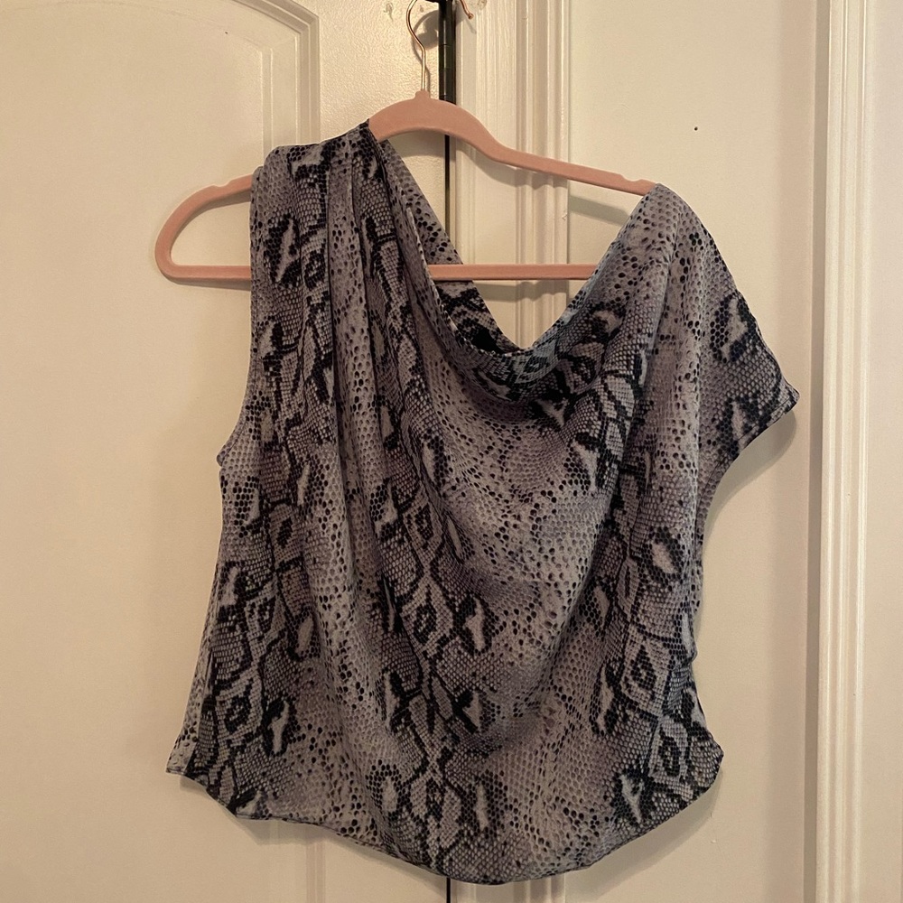 Off the shoulder snake patterned top